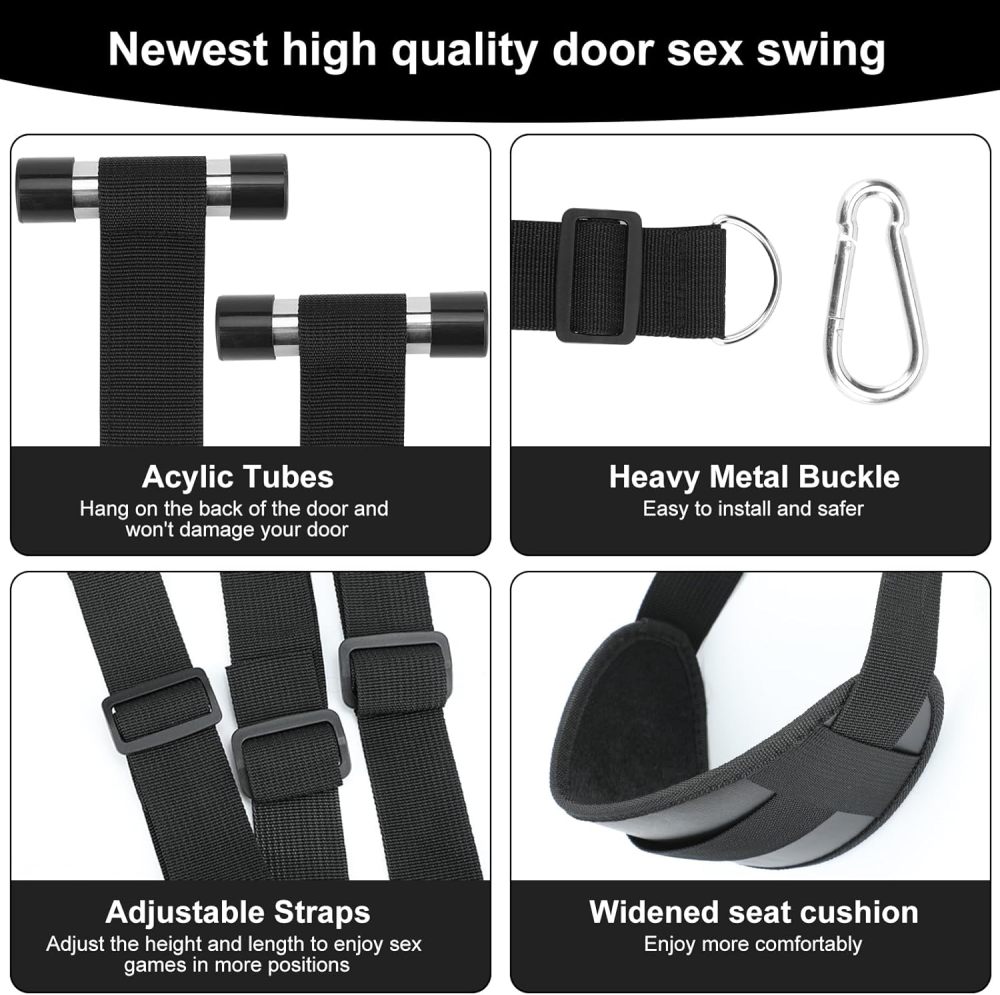BDSM Door Sex Toys Sex Swing Bondage Slave Leather Soft Plush Sex Slings with Adjustable Straps, Hanging Door Handcuffs Leg Restraints Spreader Adult Toys for Couple       BDSM 门性玩具 性摇摆绑缚奴隶皮革柔软绒毛性吊带，可调节绑带，悬挂门手铐腿束缚散开成人玩具对情侣用
