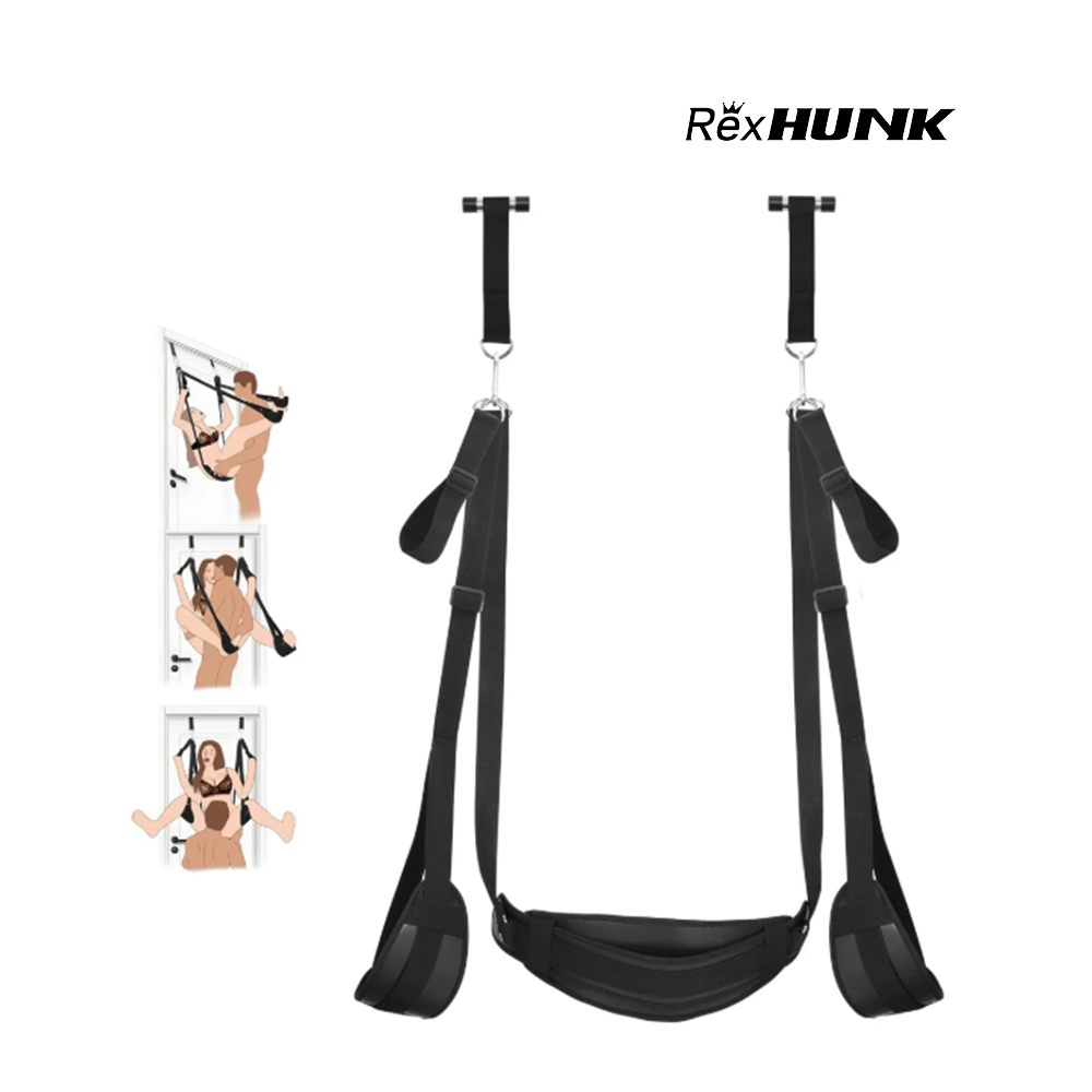 REXHUNK BDSM Door Sex Toys Sex Swing Bondage Slave Leather Soft Plush Sex Slings with Adjustable Straps, Hanging Door Handcuffs Leg Restraints Spreader Adult Toys for Couple