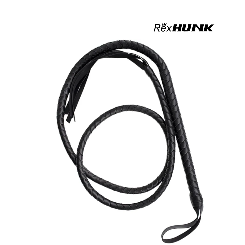 REXHUNK Indiana Whip, Cat Woman Whip Costume, 6.5 Feet Pu Leather Bull Whip, Woven Lion Tamer Cowboy Ringmaster Costume