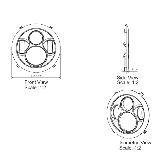 Trim Bezel for 7 inch Round Headlight