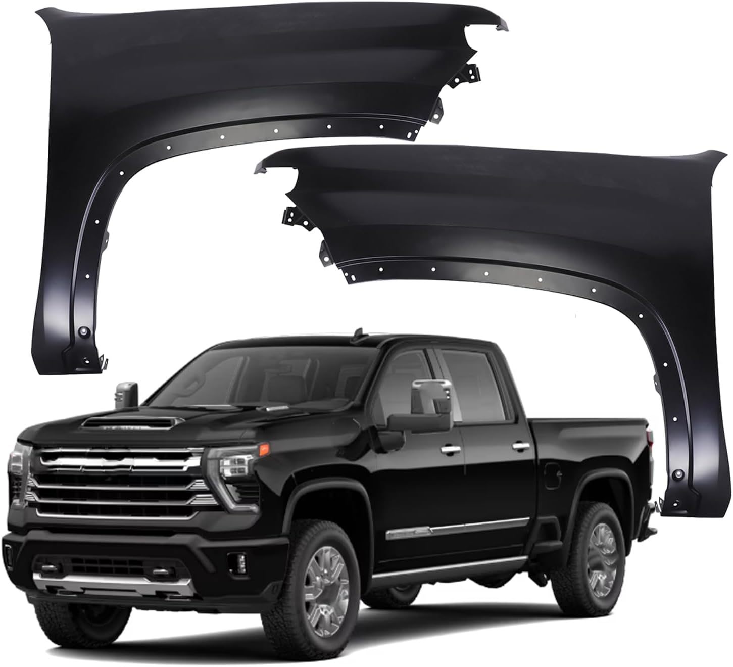 Front Driver&Passenger Side Fender Pair For 2010-2023 Chevy Silverado 2500/3500 HD