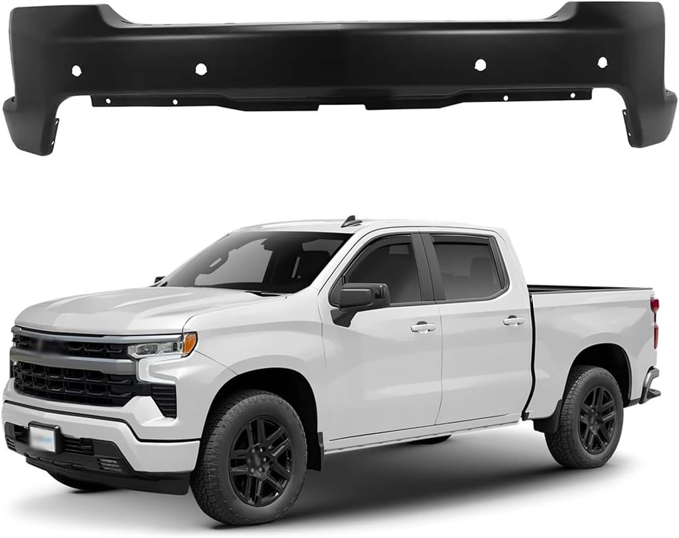 Front Bumper Face Bar Compatible For 2019-2021 Chevy Chevrolet Silverado 1500 LT LTZ W/Park Black Steel Front Bumper Replacement for 84588806