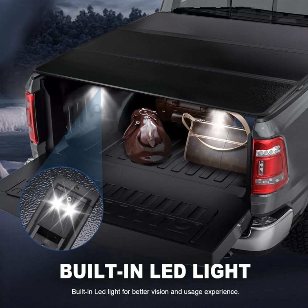 for 2007-2024 Silverado Tonneau Cover Tri-Fold Tonneau Cover Truck Bed 4.6FT Waterproof