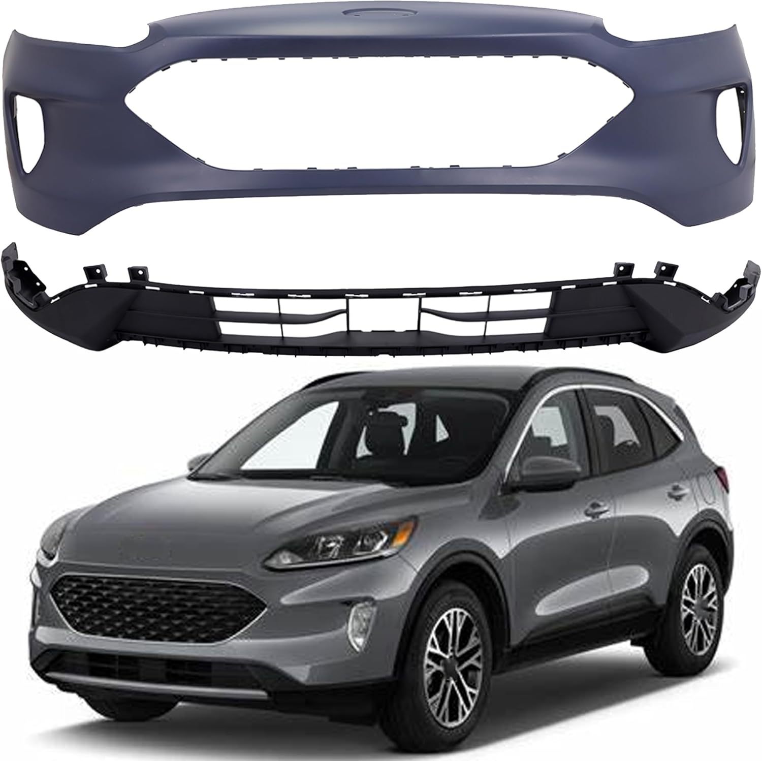 Fits For 2020 2021 2022 Ford Escape Front Bumper Cover W/Upper Lower Set