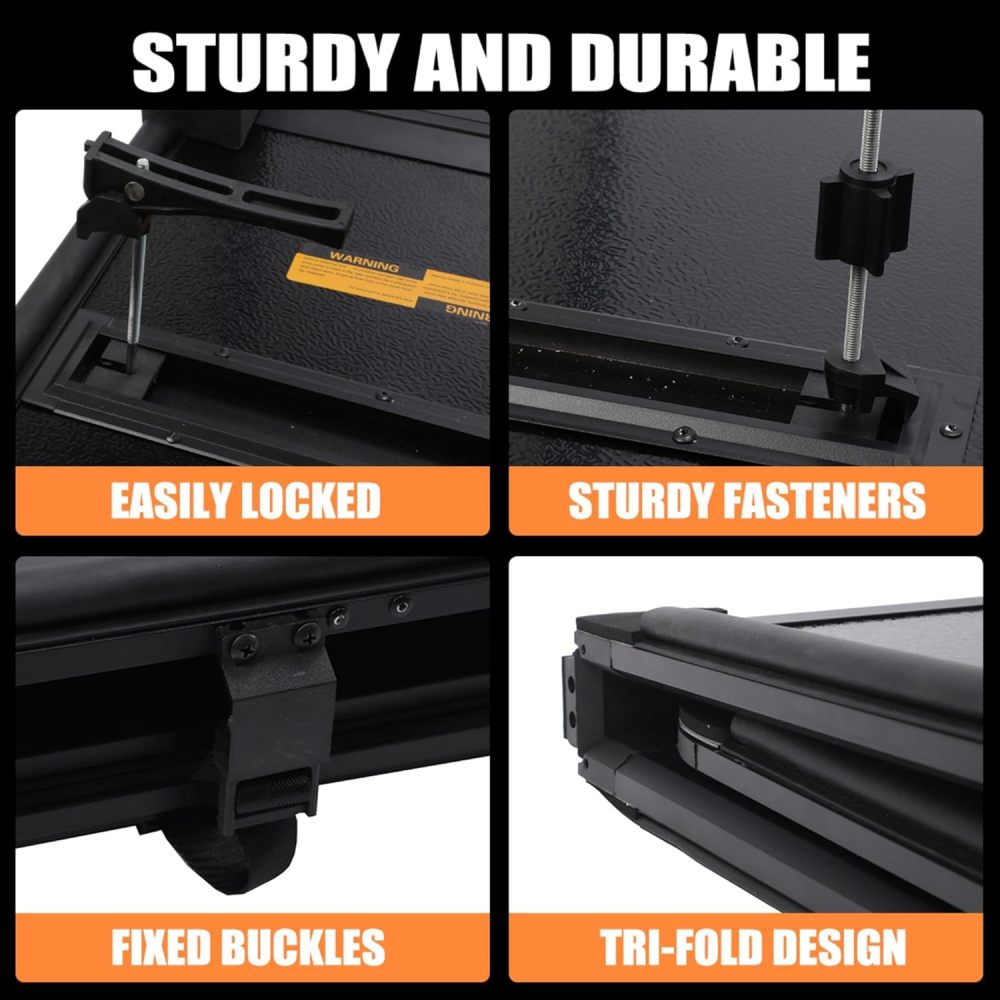 for 2007-2024 Silverado Tonneau Cover Tri-Fold Tonneau Cover Truck Bed 4.6FT Waterproof