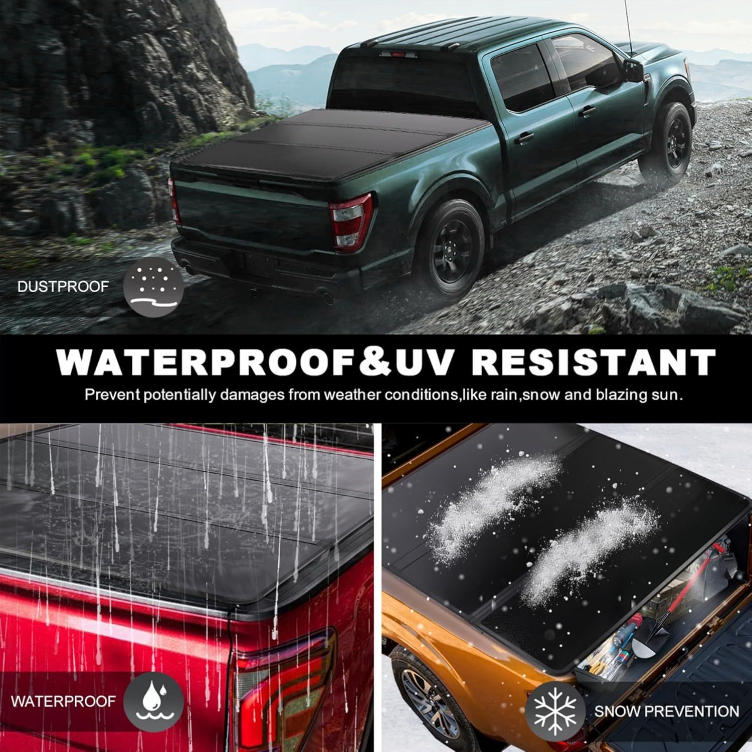Hard Tri-Fold Style Bed Tonneau Cover W/LED Fits 2015-2024 Chevy Colorado 5FT Truck Bed