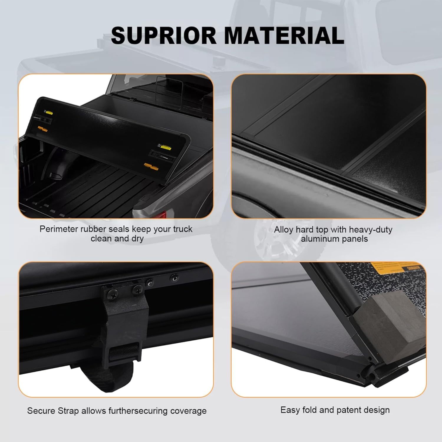Hard Tri-Fold Style Bed Tonneau Cover W/LED Fits 2015-2024 Chevy Colorado 5FT Truck Bed