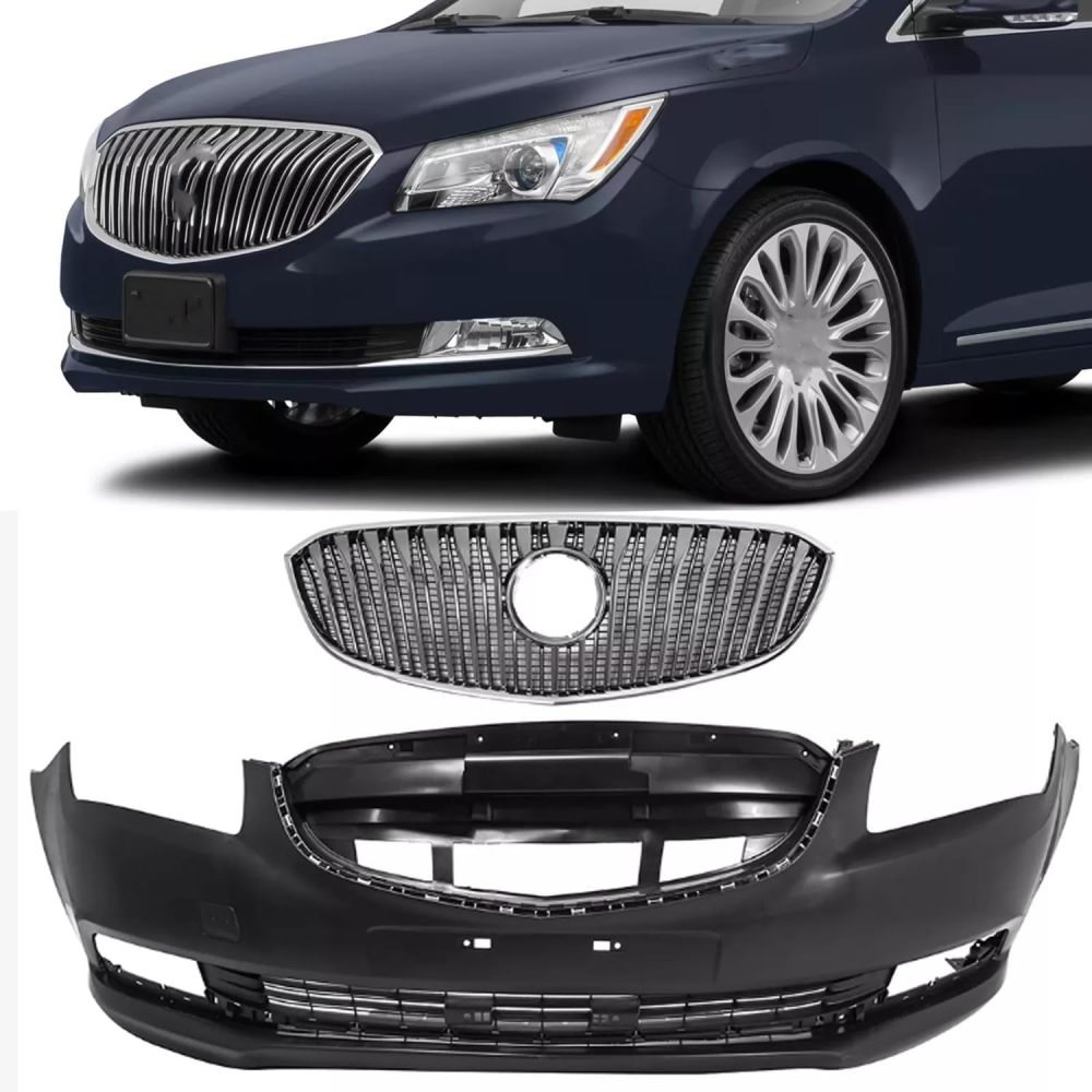 For 2014 2015 2016 Buick LaCrosse Front Bumper+Upper Grill+Headlight assembly Set Cover Replacement