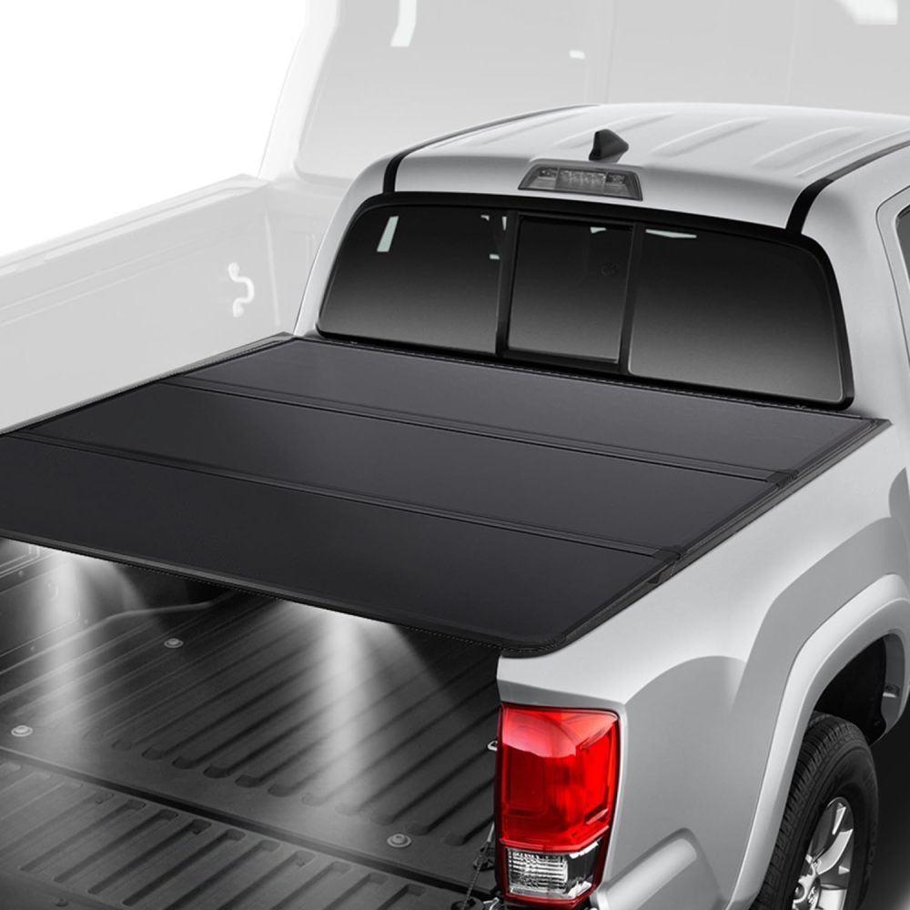 5.5FT Foldable Hard Tonneau Cover Truck Bed for 2007-2024 Toyota Tundra with LED Tri Fold Style