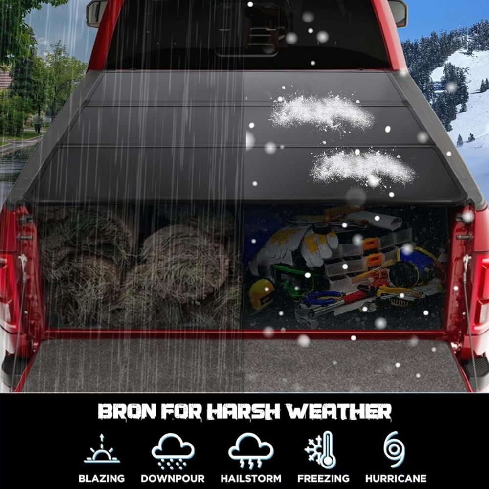for 2007-2024 Silverado Tonneau Cover Tri-Fold Tonneau Cover Truck Bed 4.6FT Waterproof