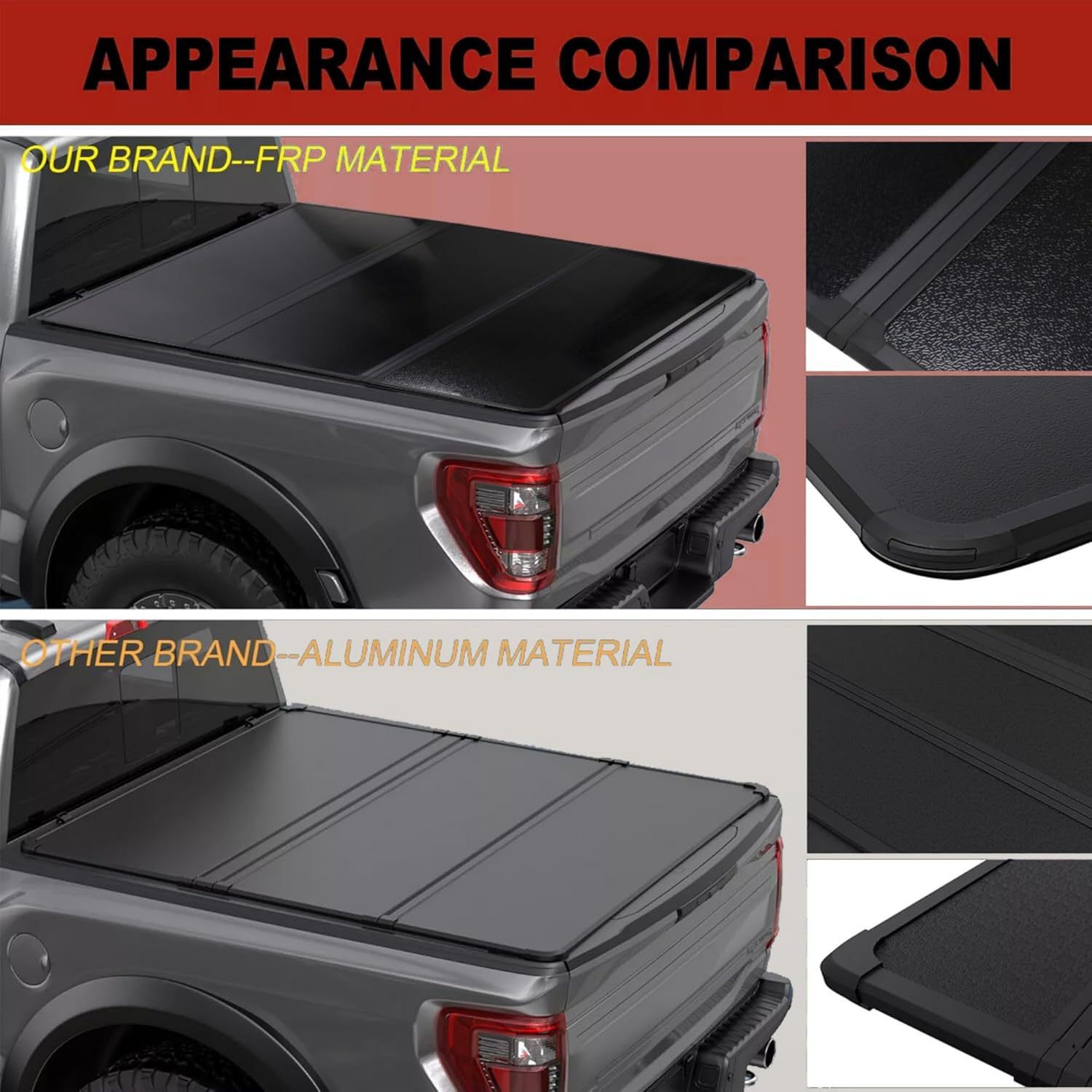 5ft Hard Tri-Fold Truck Bed Tonneau Cover W/Light for 2005-2024 Nissan Frontier