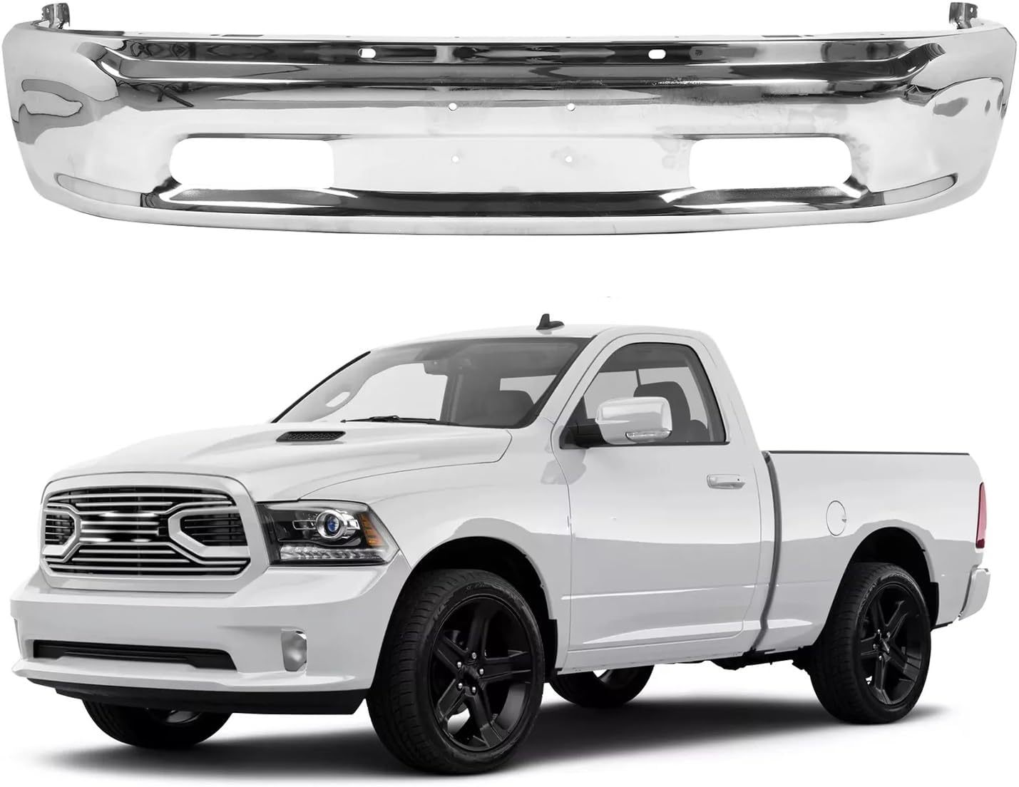 Front Bumper Face Bar Chrome Fits For Dodge Ram 1500 2013-2018 Ram 1500 Classic 2019-2024 Without Fog/Sensor 68160855AC