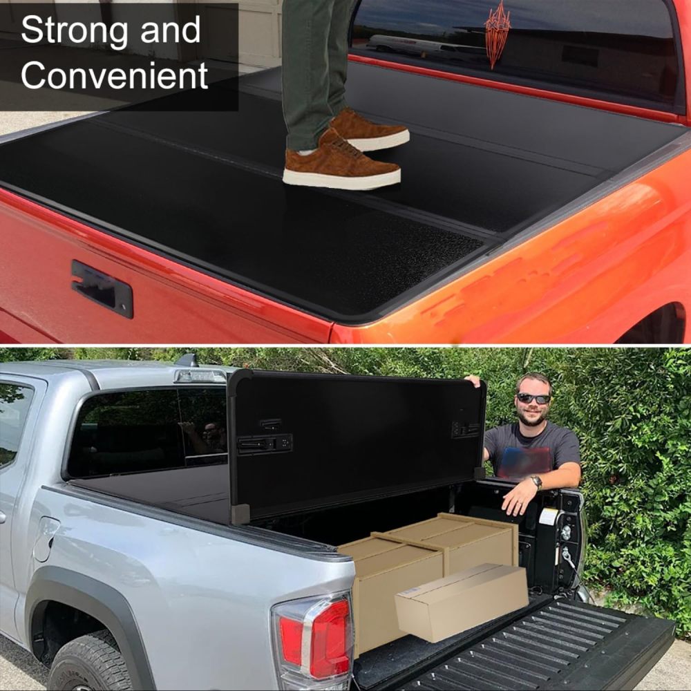 for 2007-2024 Silverado Tonneau Cover Tri-Fold Tonneau Cover Truck Bed 4.6FT Waterproof