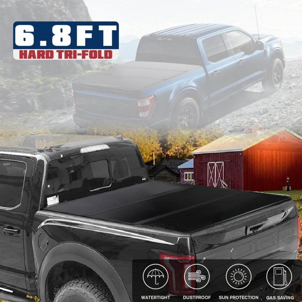 6.8FT Hard Tonneau Cover Truck Bed for 1999-2024 F250 F350 F-250 F-350 Tri-Fold Style