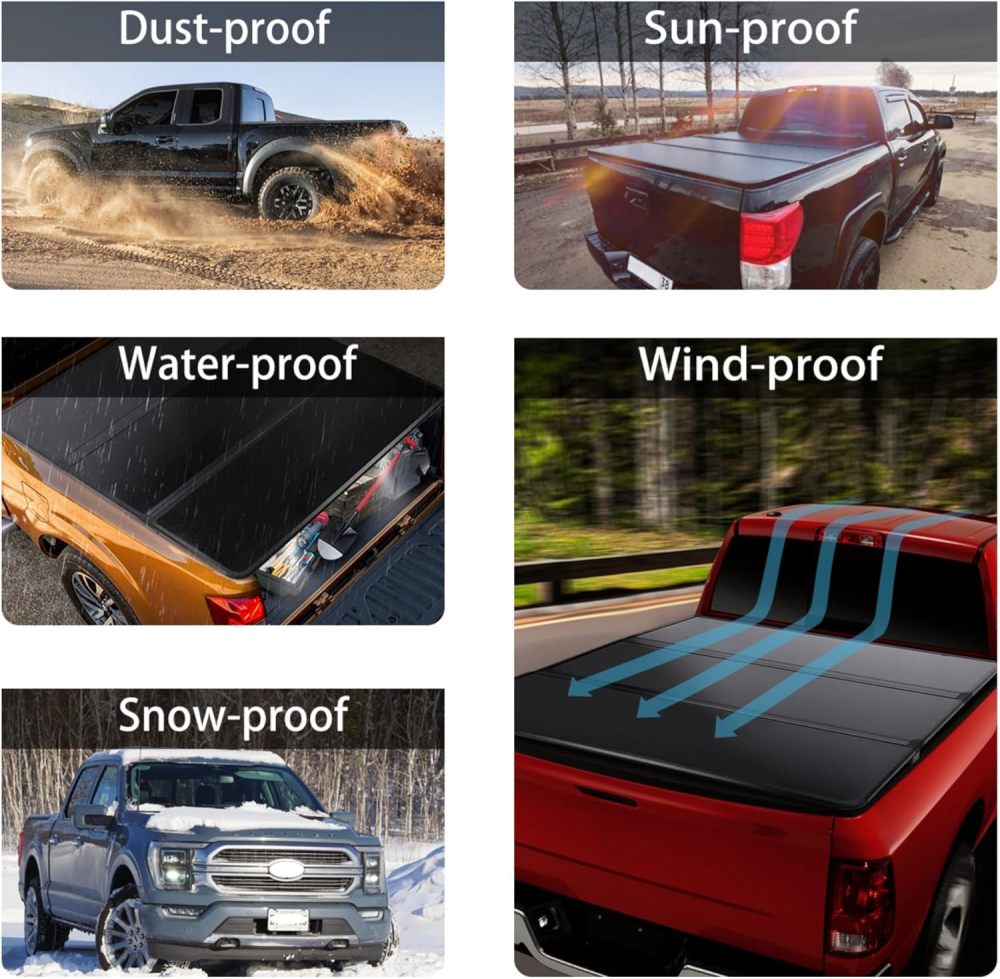 5.7FT Foldable Hard Tonneau Cover Truck Bed for 2009-2025 Dodge Ram 1500 Tri-Fold