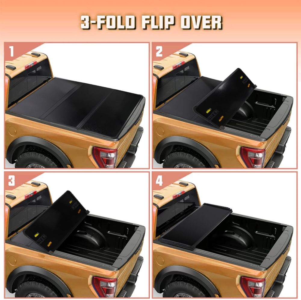 5.7FT Foldable Hard Tonneau Cover Truck Bed for 2009-2025 Dodge Ram 1500 Tri-Fold