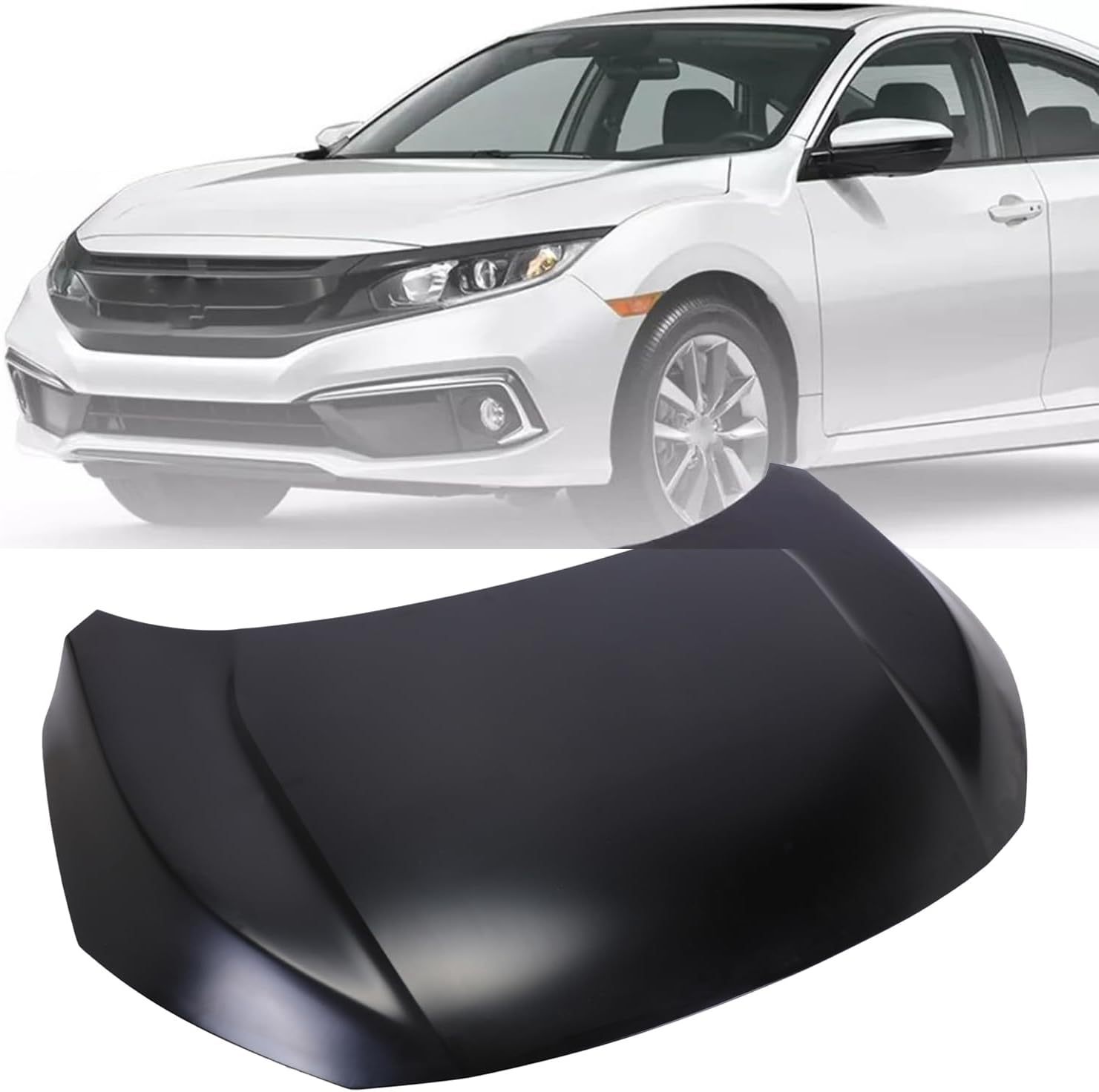 Primed Black Steel Hood Panel For Honda Civic Coupe, Model Years 2016 2017 2018 2019 2020，60100TBAA00ZZ