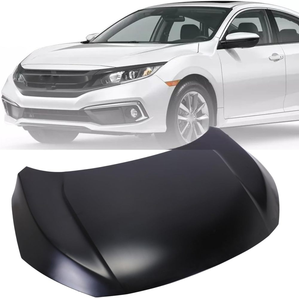 Primed Black Steel Hood Panel For Honda Civic Coupe, Model Years 2016 2017 2018 2019 2020，60100TBAA00ZZ