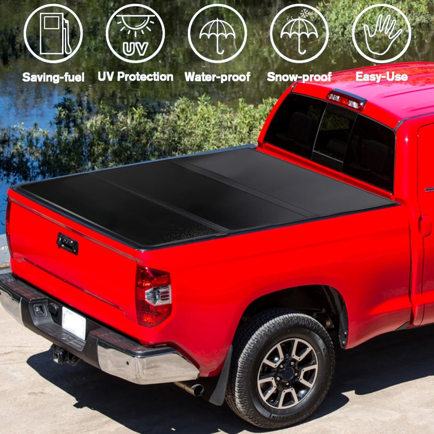 5.0FT Hard Tri-Fold Tonneau Cover Truck Bed for Toyota Tacoma 2016 2017 2018 2019 2020 2021 2022 2023 2024
