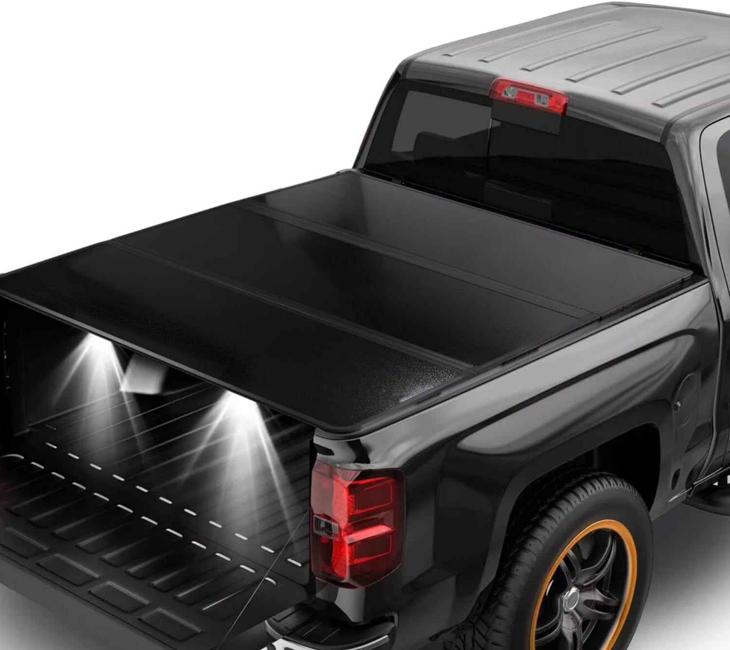 5.5FT Tri-fold Hard Folding Truck Bed Tonneau Cover Fits for 2004-2024 Ford F150 W/LED