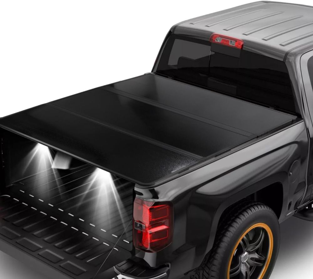 5.5FT Tri-fold Hard Folding Truck Bed Tonneau Cover Fits for 2004-2024 Ford F150 W/LED