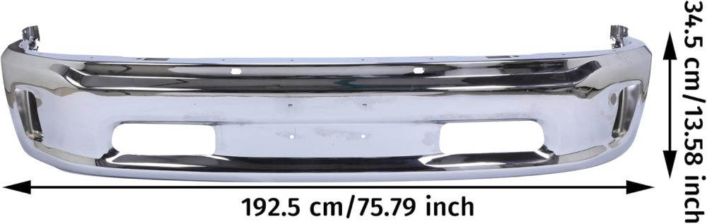 Chrome Steel Front Bumper Face Bar Fits For Dodge Ram 1500 2013-2018 Ram 1500 Classic 2019-2024 W/Fog Light Holes，68160853AB