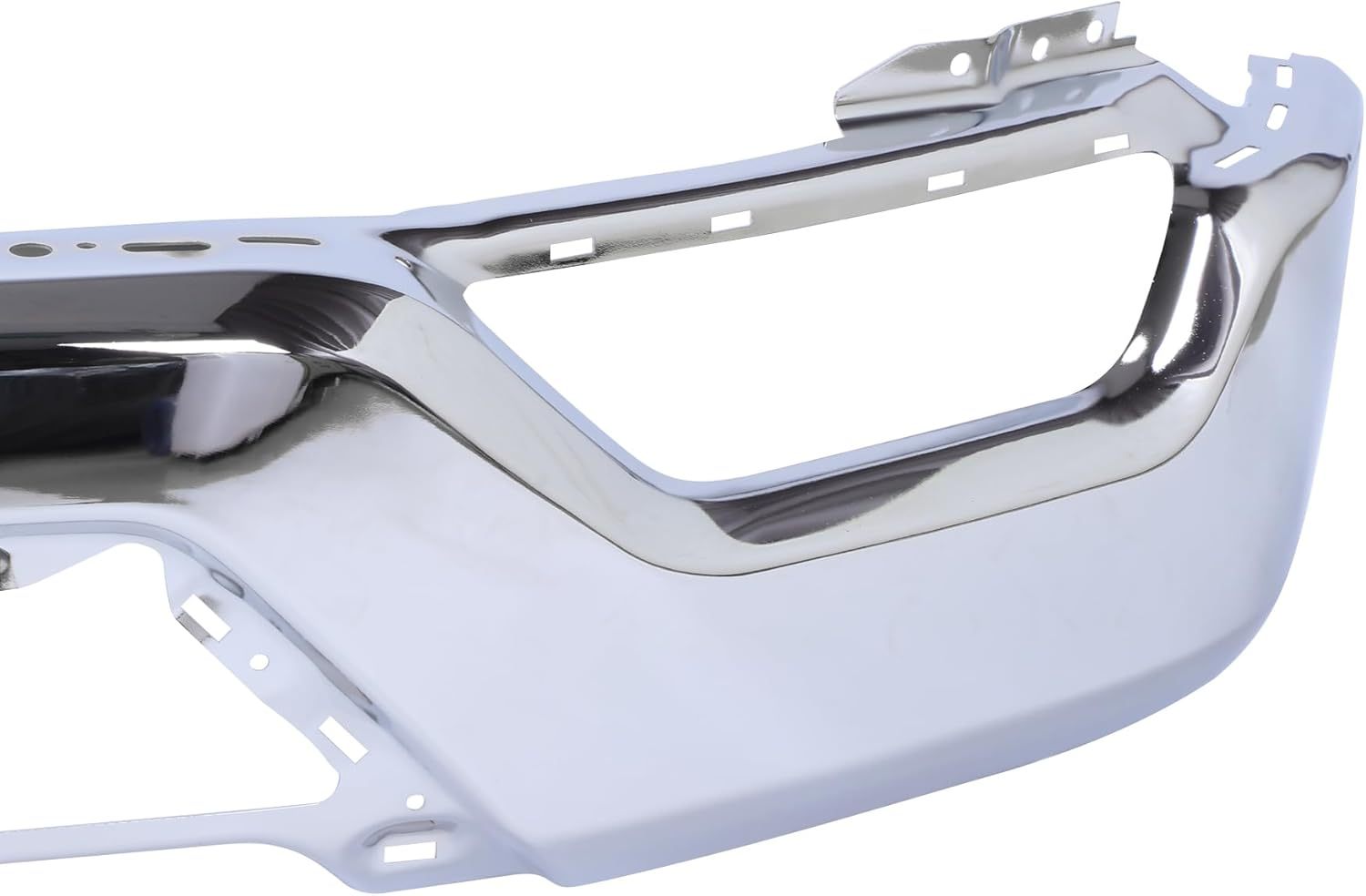 Front Bumper Face Bar Compatible with Ford F150 F-150 2021 2022 2023 W/o Sensor Holes, Chrome Steel Front Bumper Replacement for ML34-17757-FML3Z17757G