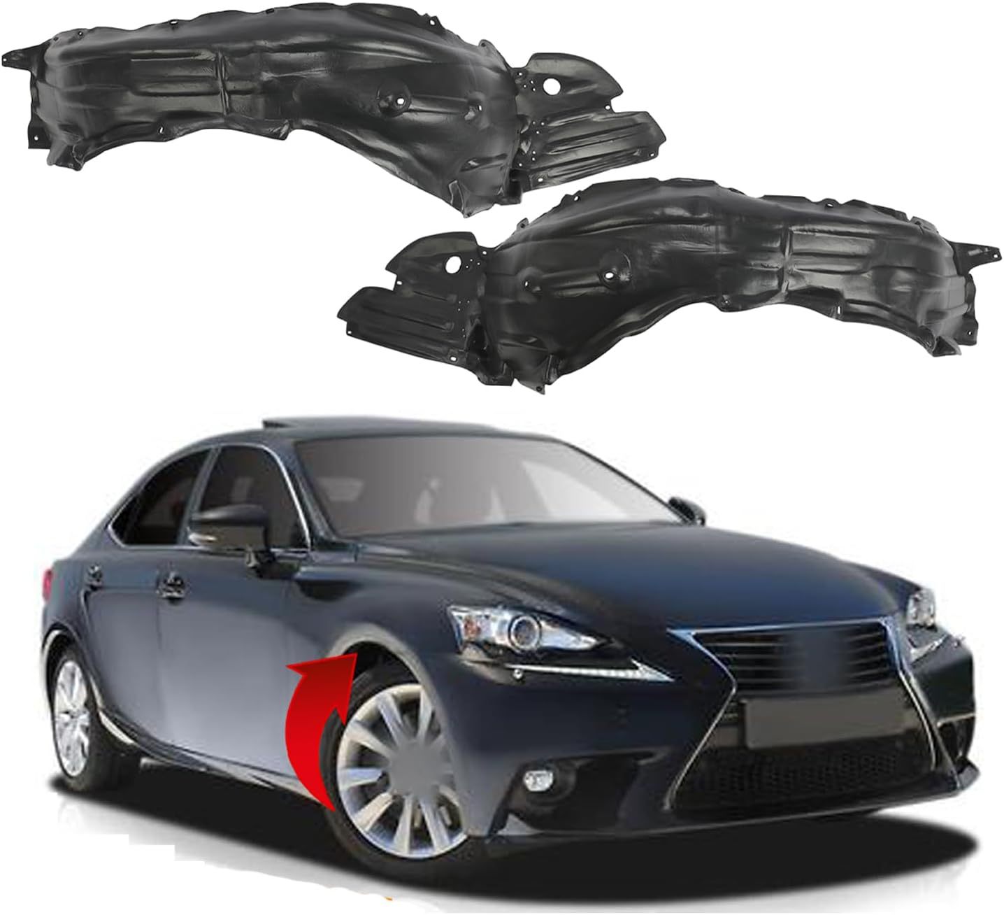 Pair Front Left& Driver Side Fender Liner Inner Panel Rreplacement For 2014-2015 Lexus IS250 Fender Liner Splash Shield 5380653070/5380553070