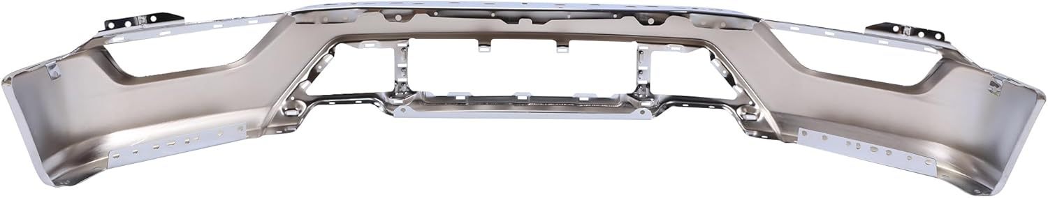 Front Bumper Face Bar Compatible with Ford F150 F-150 2021 2022 2023 W/o Sensor Holes, Chrome Steel Front Bumper Replacement for ML34-17757-FML3Z17757G