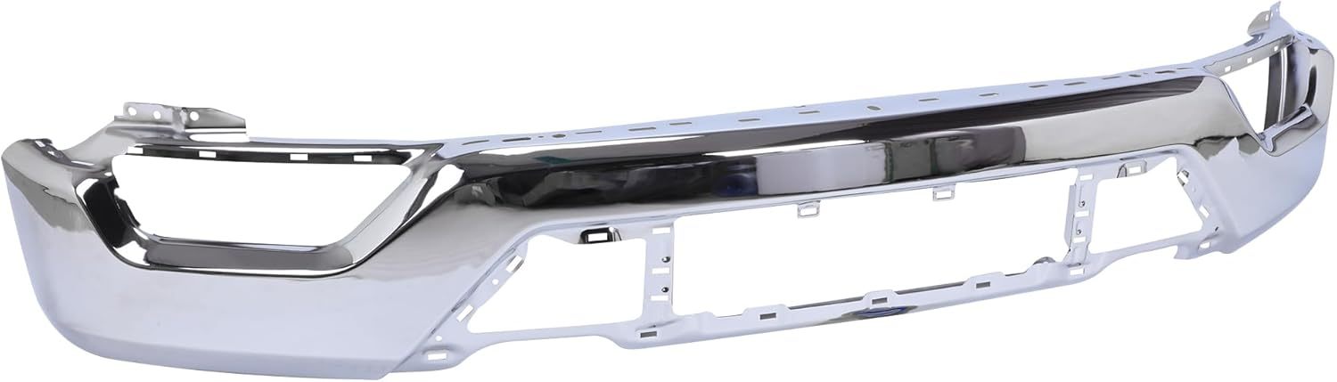 Front Bumper Face Bar Compatible with Ford F150 F-150 2021 2022 2023 W/o Sensor Holes, Chrome Steel Front Bumper Replacement for ML34-17757-FML3Z17757G