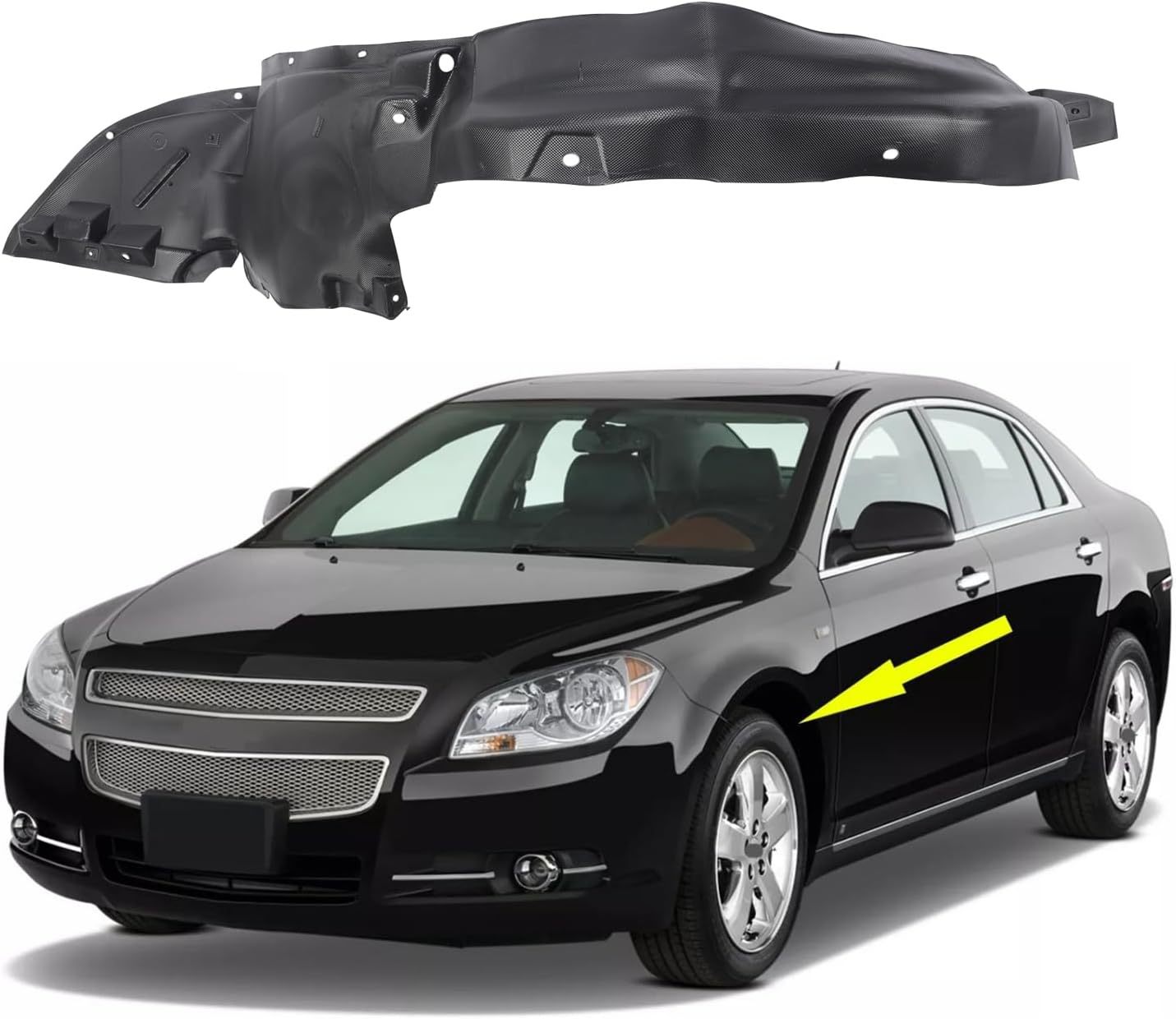 Front Right Inner Fender Liner Black Passenger Side Compatible with Chevrolet Malibu 2008-2012 20830626-PFM
