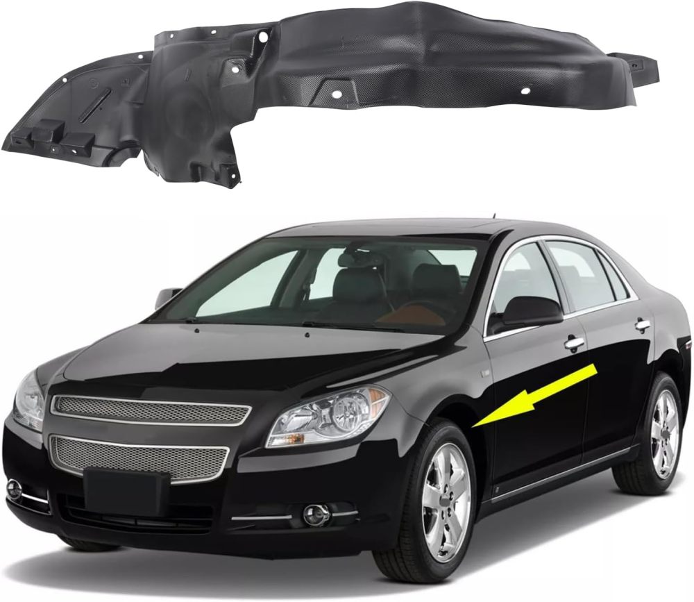Front Right Inner Fender Liner Black Passenger Side Compatible with Chevrolet Malibu 2008-2012 20830626-PFM