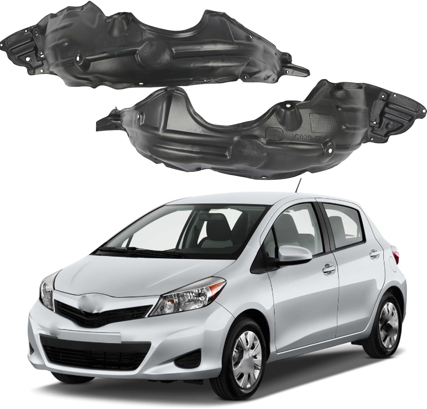 For 2007-2012 Toyota Yaris Front Left+Right Fender Liner Replacement Splash Shields Guard 5387652180/5387552180