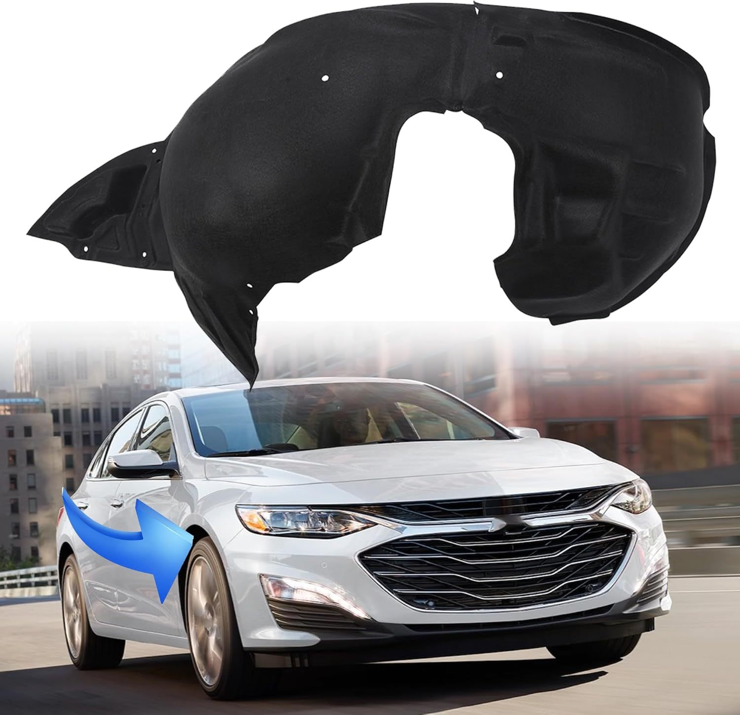 Front Right Inner Fender Liner Black Passenger Side Compatible with Chevrolet Malibu 2019-2023 84506559