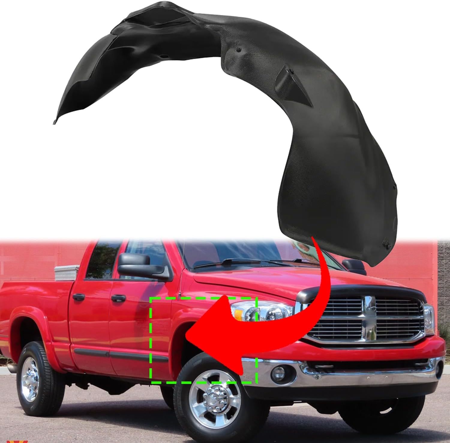 Replacement Front Right/Left Side Fender Liner For 2002-2008 Dodge Ram 1500/2003-2009 Ram 2500