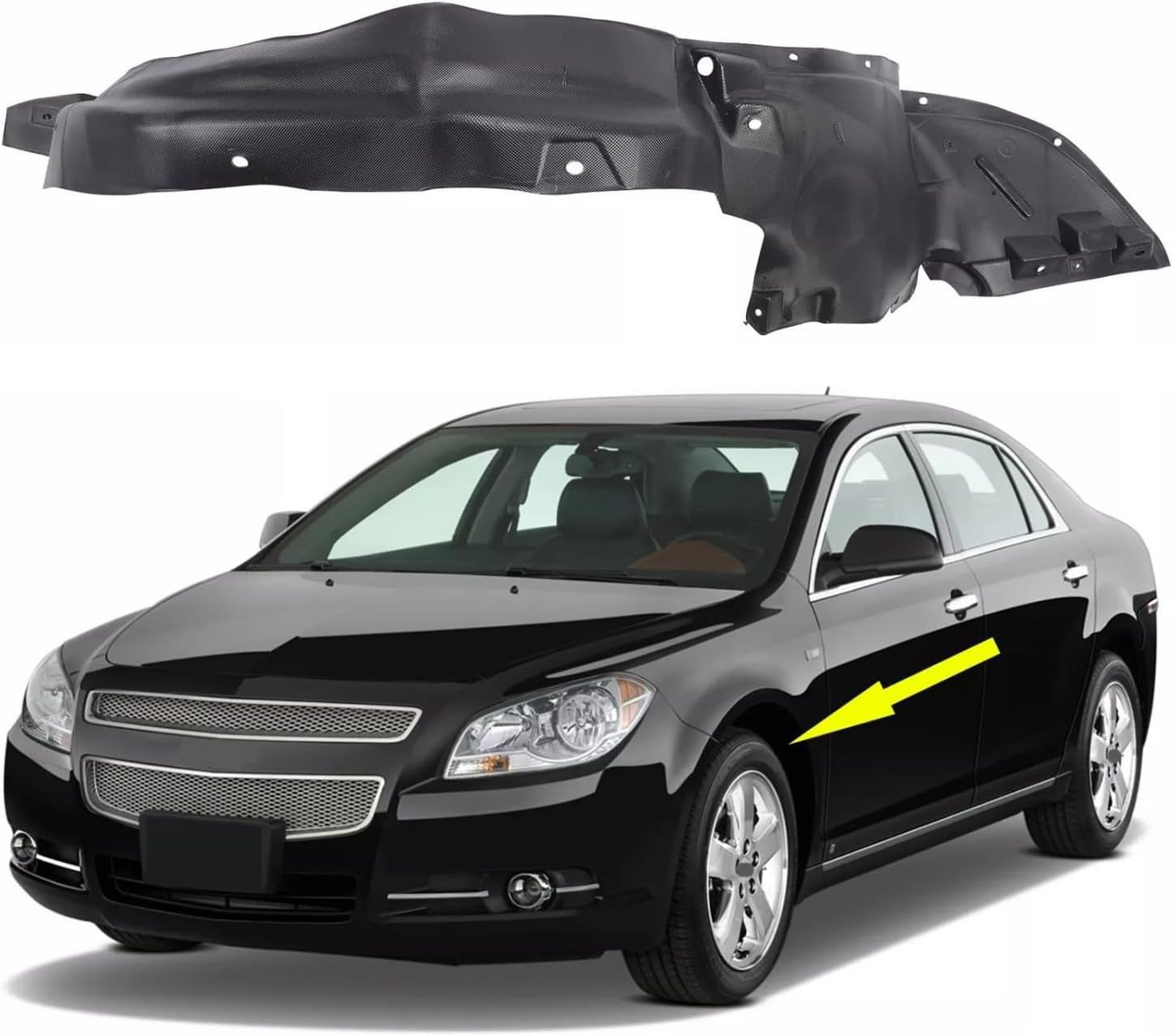 Front Diver Inner Fender Liner Black Left Side Compatible with Chevrolet Malibu 2008 2009 2010 2011 2012 20830624-PFM