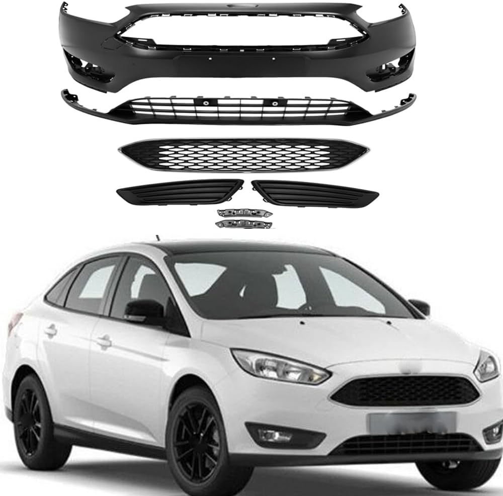 Fits For 2015 2016 2017 2018 Ford Focus Front Bumper Cover Complete Grill Upper Lower 7PCS/Set