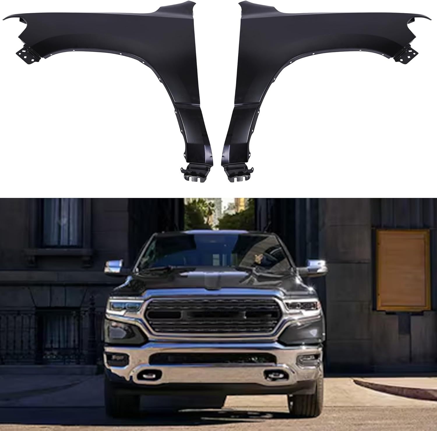 Front Driver Left&Passenger Right Side Fender For 2019-2022 Ram 1500 Primed Steel OEM 68276309AA 8321576AA