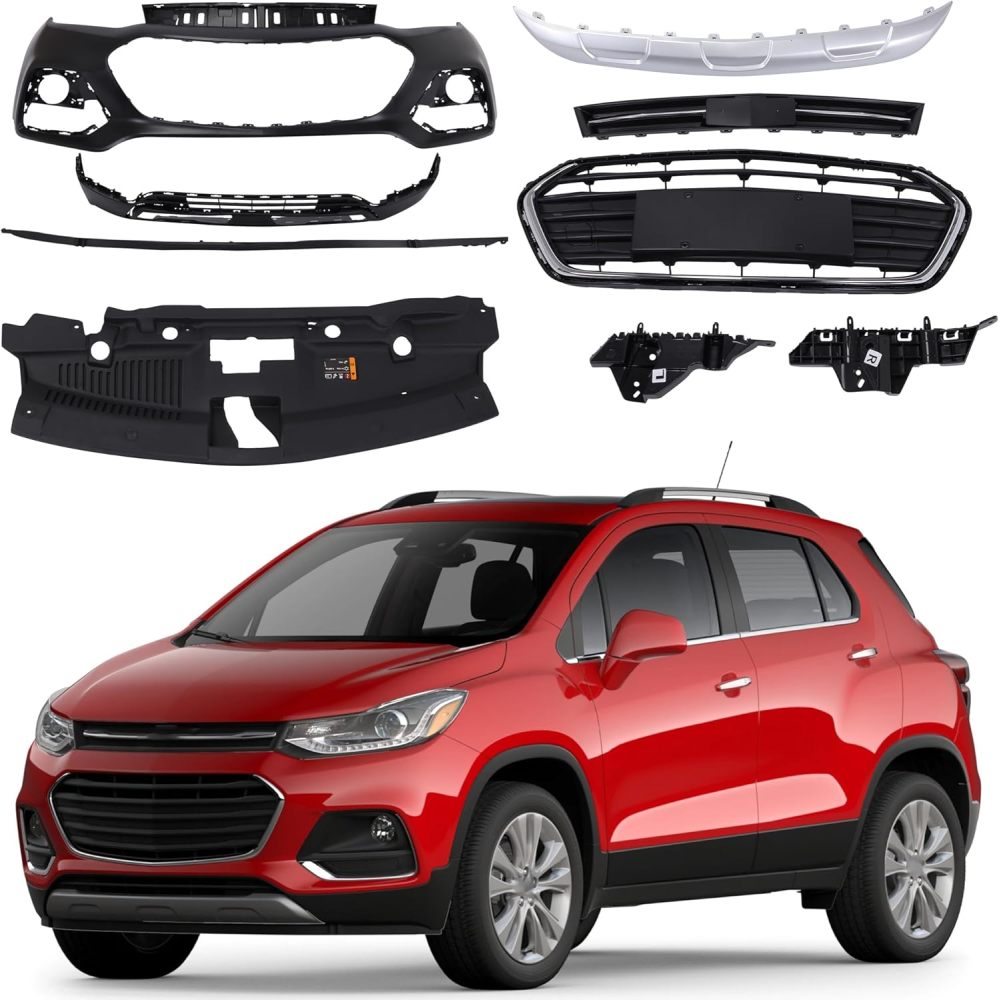 9 PCS/Set Front Bumper Cover Upper Lower Complete Grills Fits Chevy Trax 2017 2018 2019 2020 2021