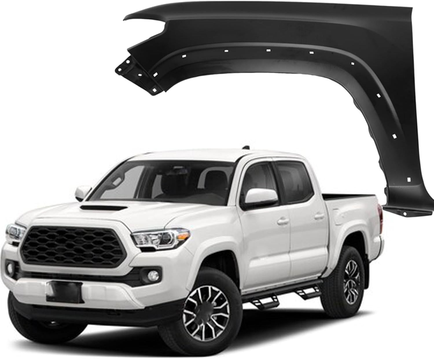 Front Driver Left Side Fender Primed Steel with Molding Holes Fits For 2016-2021 Toyota Tacoma Replaces of 5381204120