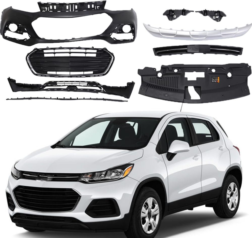 Front Upper and Lower Bumper Cover Complete Grills Kit Fits For 2017 2018 2019 2020 2021 Chevy Trax