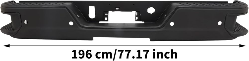 Rear Step Bumper Assembly For 2019-2023 Chevy Silverado GMC Sierra 1500 without/Dual Exhaust W/Park Sensor Holes Black Bumper Replacement