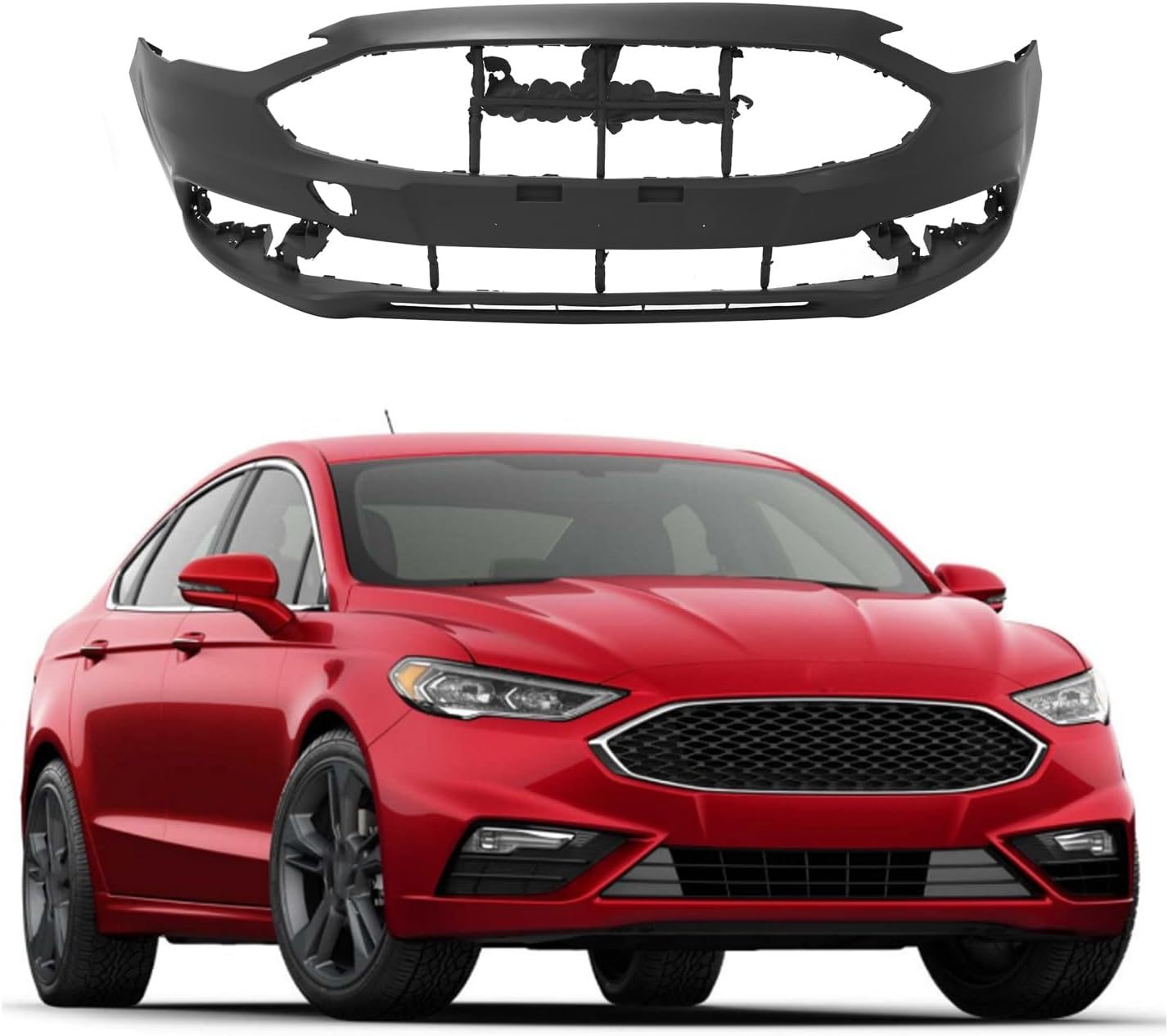 Black Primered Front Bumper Cover Fascia For 2017 2018 Ford Fusion w/Tow Hook FO1000726