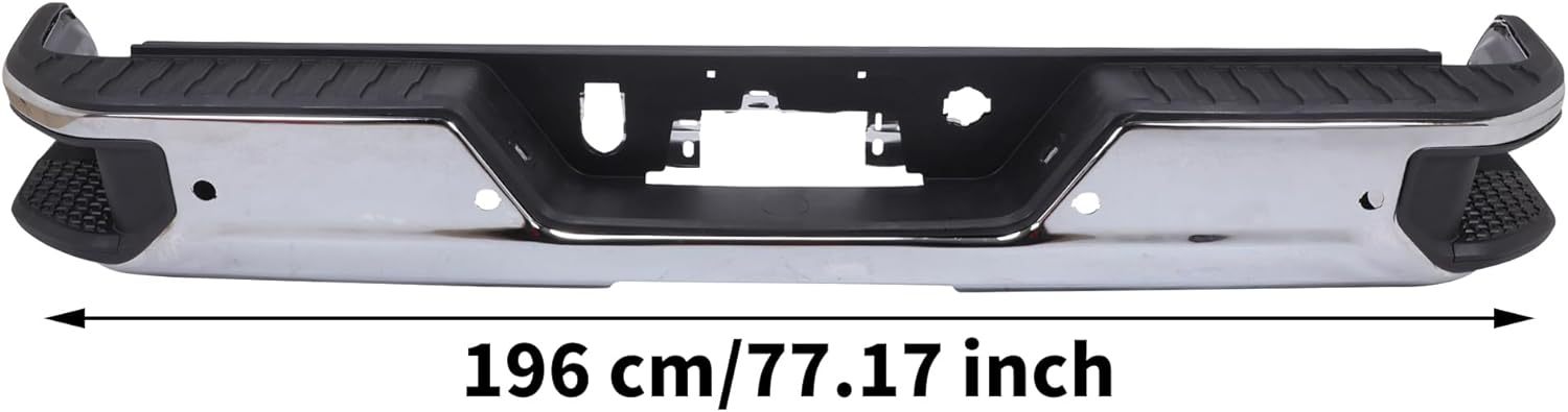 Front Bumper Face Bar Compatible For 2019-2023 Chevy Silverado GMC Sierra 1500 Classic w/Exhaust Hole & without/Park Assist Sensor Holes Chrome Steel