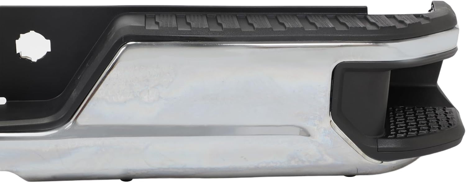 For 2019-2023 Chevy Silverado 1500 GMC Sierra 1500 Rear Step Bumper Assembly Chrome Steel Without/Exhaust Without/Sensors Replacement