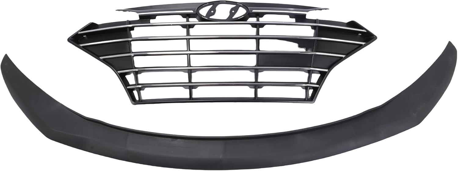 Front Bumper Cover Set W/Lamps & Grill Assembly Black For 2019 2020 Hyundai Elantra