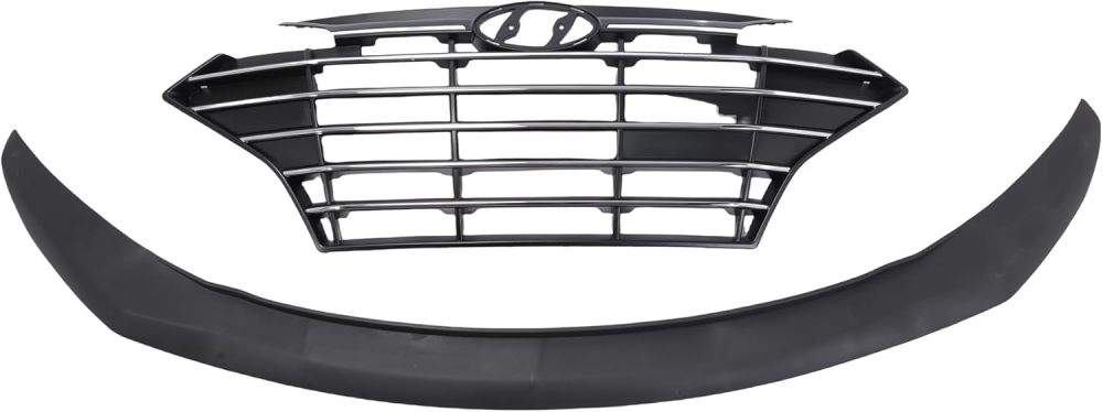 Front Bumper Cover Set W/Lamps & Grill Assembly Black For 2019 2020 Hyundai Elantra