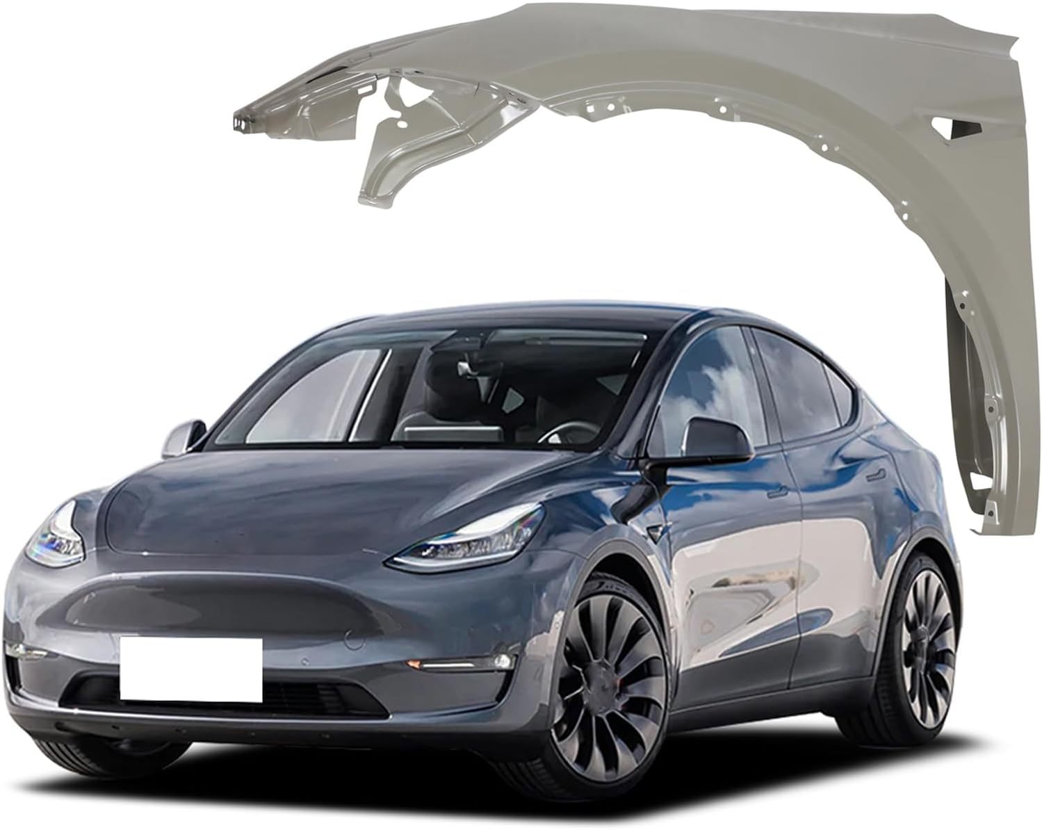 Front Driver Left Side Fender Primed Steel Fits For 2020-2023 Tesla Model Y Replaces of 1493451-SO-A
