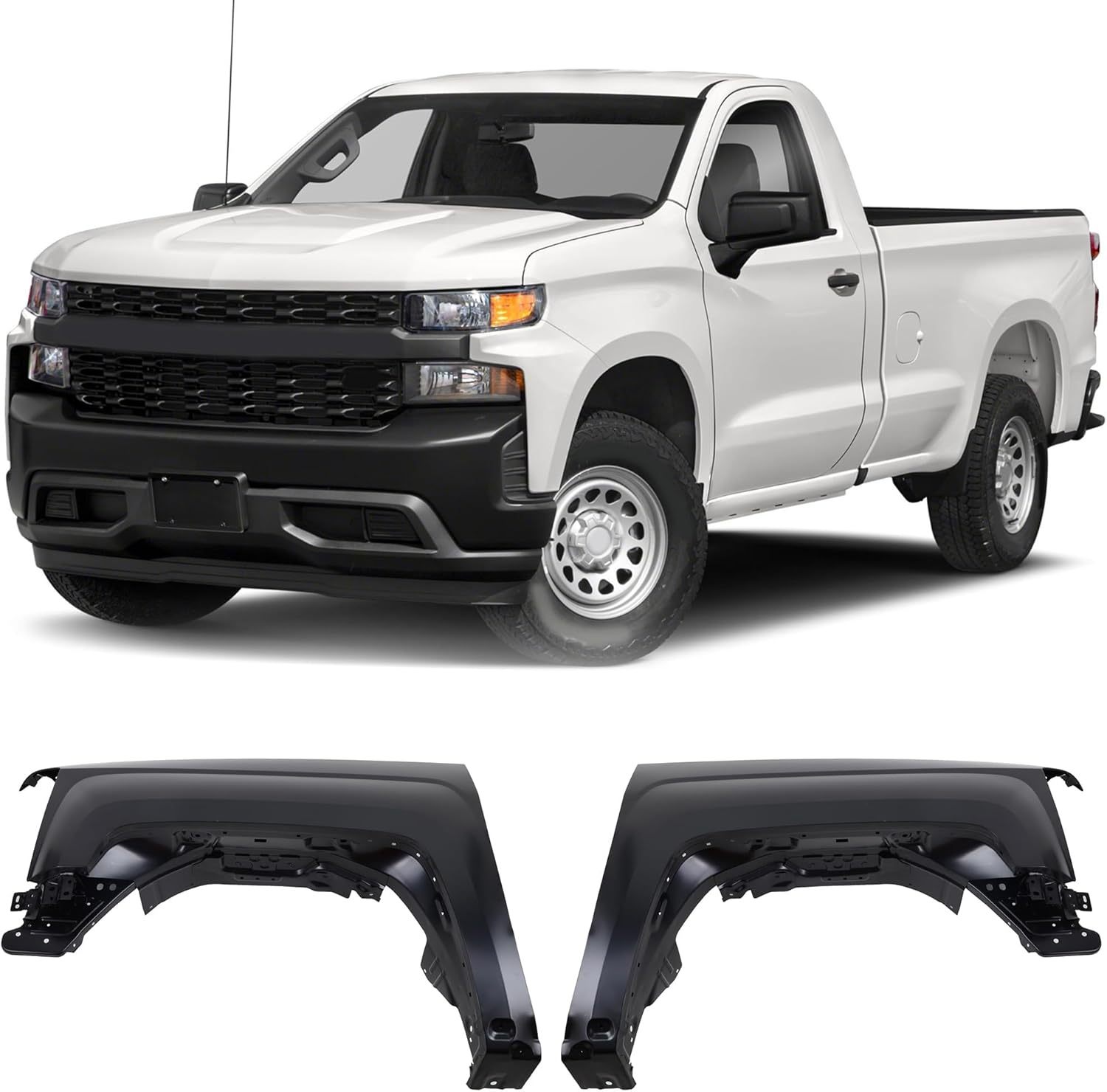 Front Driver&Passenger Side Fender Pair Steel Primed For 2014-2018 Chevrolet Silverado 1500 OEM#84214215 03551