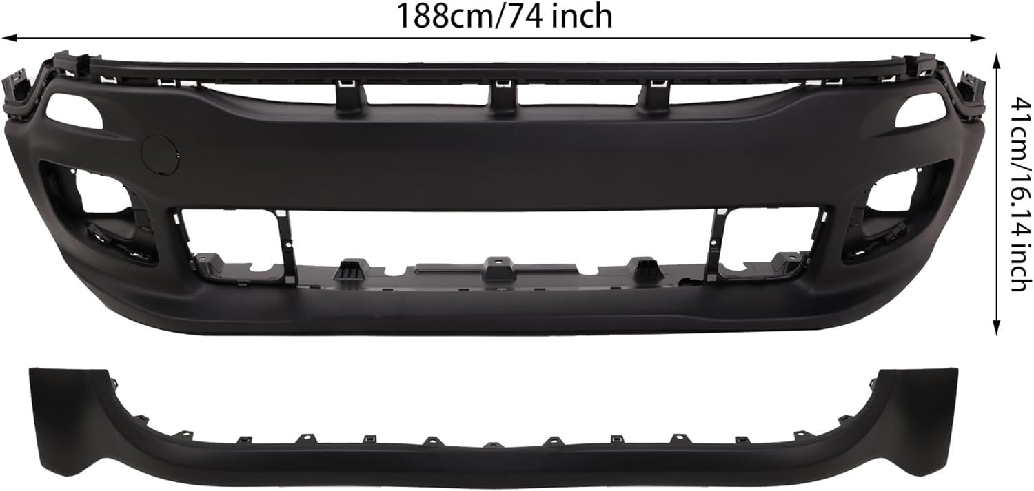 Front Upper and Lower Bumper Cover 2Pcs/Set Fits For 2015 2016 2017 2018 Jeep Renegade